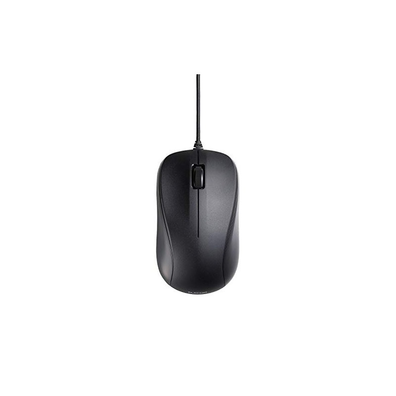 Elecom M-S2ULBK/RS Mouse, Wired, Medium, 3 Buttons, USB Laser, Black,