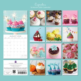 Gifted Stationery Co, Cupcakes 2026 Wall Calendar, 12'' X 12'', 16-Month Calendar with Wire-O Binding