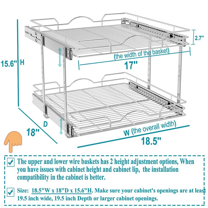 OCG 2 Tier Pull Out Cabinet Organizer (18.5" W x