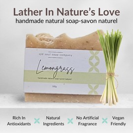 Old Soul Soap Company - Lemongrass Soap Collection Soap Bar – Acne-Fighting, Vegan-Friendly with Lavender & Tea Tree Oil – Deep Cleansing & Nourishing for Glowing Skin – 5.8 oz Pack 4