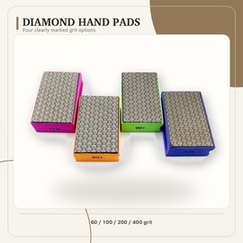 Diamond Hand Polishing Blocks, 60-400 Grit - Single Pad or 4-Piece Set