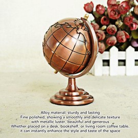 BAOFUYA Vintage Rotating Model Alloy World Globe with Metal Stand,Antique Globe Mini World Globe World Globe Mini Antique Globe Educational Geographic Desktop Decoration for School