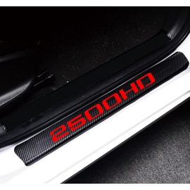 MAXDOOL 4Pcs Car Door Sill Protector Reflective 4D Carbon Fiber Sticker Decoration Door Entry Guard Door Sill Scuff Plate Stickers Compatible with Silverado Sierra 2500HD (Red)