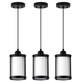 Osimir Black Pendant Lights Kitchen Island 3 Pack, Modern Kitchen Pendant Lighting Over Island with Milk Glass, Farmhouse Mini Hanging Light for Sink Dining Room, OS-3014-3PBK