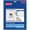 Avery Durable Waterproof Heart Labels, Sure Feed Technology, 0.75" x
