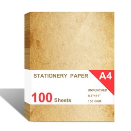 Loose Leaf Paper, Stationery Writing Paper, Vintage Antique Letterhead Paper 8.5" x 11",100 Sheets, A4 Unpunched Refills Paper for Ring Binder/Discbound, Decorative Printer Paper