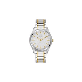 GUESS Men's 44mm Watch - Two-Tone Bracelet Silver Dial Silver Tone Case