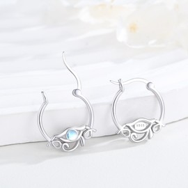 Eye of Horus Earrings for Women S925 Sterling Silver Moonstone Eye of Horus Hoop Earrings Egyptian Eye of Horus Earrings Protective Jewelry Gifts for Birthday Christmas