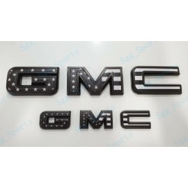 Auto GMC 2021-2024 GMC YUKON YUKON XL Front Rear Black American USA Flag OVERLAY Emblem