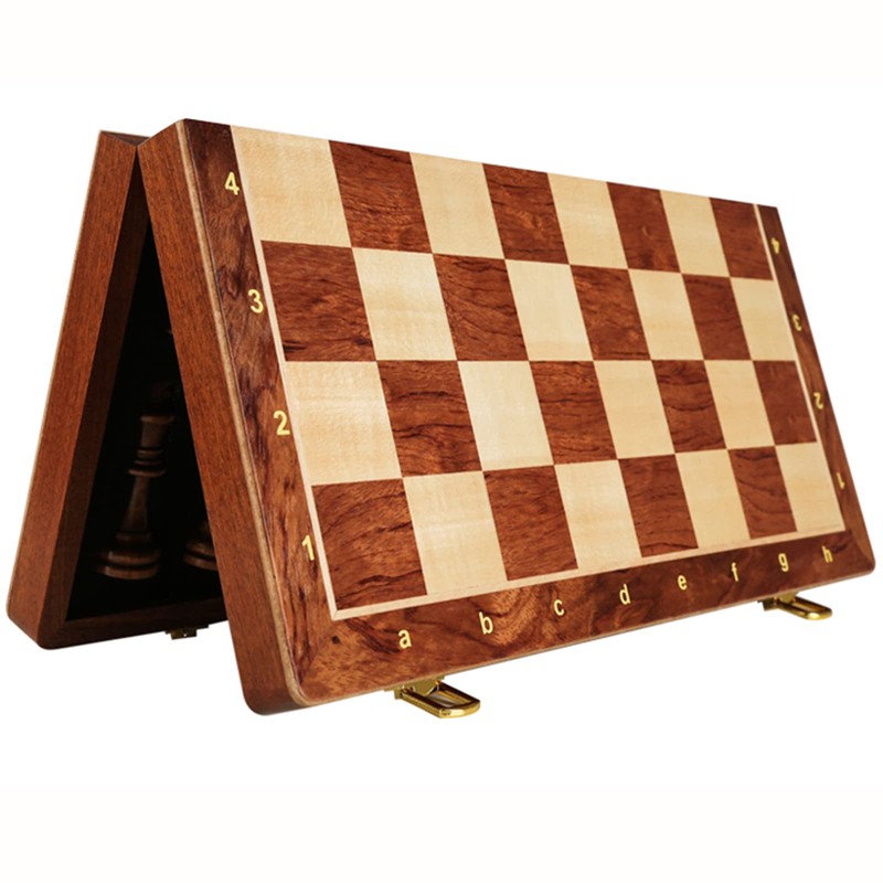 15'' Walnut Chess Set with Storage Board for Adults &