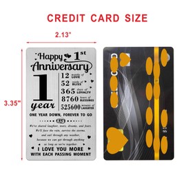 Richesele Happy 1 Year Wedding Anniversary Wallet Card - 1st Anniversary Card -1 Year Anniversary Decorations Gifts for Husband Wife Him Her