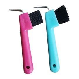 QLEUIFT Horse Head Hoof Pick with Brush 2 in 1 Hoof Scraper Horse Care Accessories Non-Slip Handle Horse Grooming Tools for Clean Hooves for Hoof Care and Claw Care Random Colour