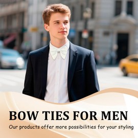 Gsyziux Bow Ties for Men Oversized Pre Tied Mens Bow Tie Solid Satin Bowties for Wedding Party Graduation (White)