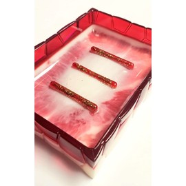 AlenkaD. Clear Resin Soap Dish, Red Hand Designed Bathroom Accessory,