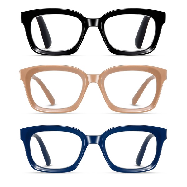 Hubeye 3 Pack Oprah Style Oversized Reading Glasses for Women