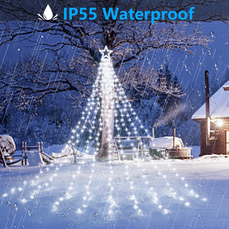 Decute Christmas Decorations Outdoor String Lights 8 Modes and Timer