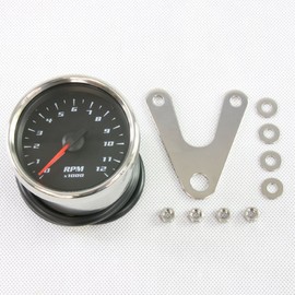 Rise Corporation T07Z990001BK Motorcycle Tachometer, LED Backlight Function, 12,000 RPM, Electric, 60 Pie, Black