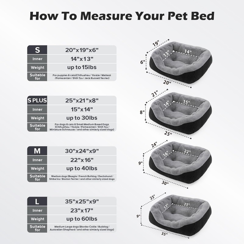 INVENHO Large Dog Beds Large Sized, Washable Orthopedic Warming Soft