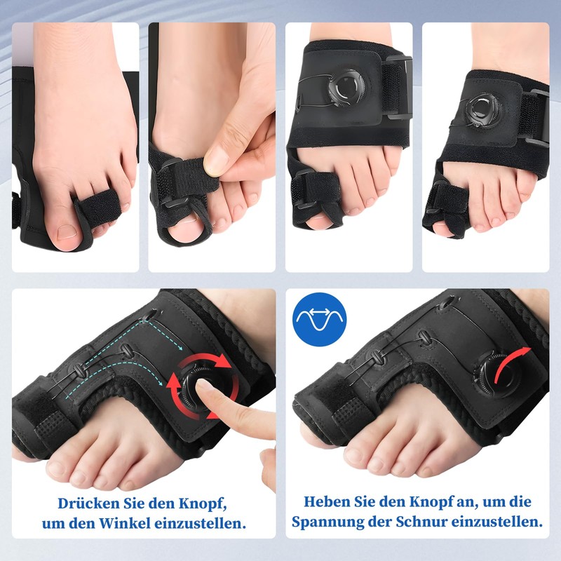 PNGOS Hallux Valgus Correction for Right, Adjustable Button, Hallux Valgus
