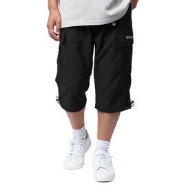 Outdoor Products Men’s Half Pants, Customized, Stretchable, Dry, UV Protection, Cargo, Black