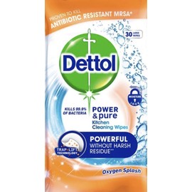 Dettol Power & Pure Multipurpose Kitchen Cleaning Wipes, Oxygen Splash - Pack of 30 Large Wipes