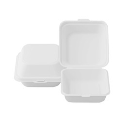 We Can Source It Ltd - 250 x Clamshell Bagasse Takeaway Burger Box 6 Inch - 100% Biodegradable, Compostable & Eco-Friendly Food Boxes with ZERO Carbon Footprint!