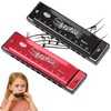 2 Harmonicas for Kids, Black and Red Metal Harmonicas, Mouth