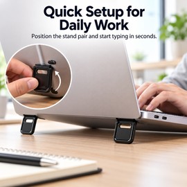 Mini Laptop Stand for Desk – 2-Piece Aluminum Alloy & ABS Riser for Keyboard and Portable Computer Support