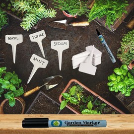 133 Supply 100 T-Type Plastic Plant Labels (Garden Markers Waterproof Signs for Outdoor Plant Tags Plant Markers Supplies (NO Pen) Plant T-Type Tags Indoor Herb Nursery Garden Labels