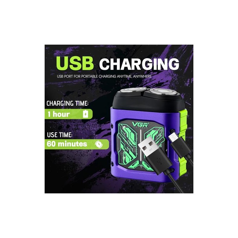 VGR 344 Mini afeitadora eléctrica para hombre, con cabezales magnéticos