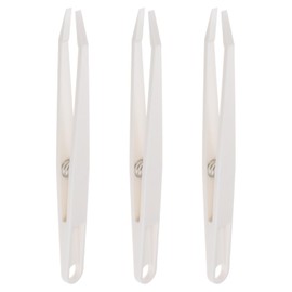 HARFINGTON 3pcs Sticker Tweezers for Crafting 4.53" Flat Tip with Spring Plastic Tweezers Craft Tweezers for Stickers, Scrapbooking, Eyelash Extensions, White