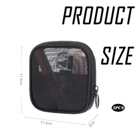 Pack of 2 mini cosmetic bag, make-up bag, small for handbag, wash bag, mesh, travel organiser, zip, toiletry bag, travel organiser, mesh make-up bag, storage bag, travel wash bag, black, does not have