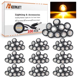 Meerkatt 3/4 Inch Round Mini Side Marker Clearance Lamp Sealed Indicator SMD Lights With Plug Trailer Truck Lorry Pickup ATV 12VDC Waterproof Clear Lens/Amber Light Pack of 100