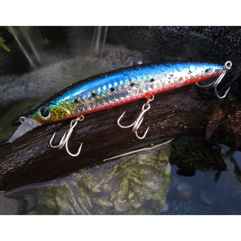 Blue Storm Lure, Sea Bass Lure, Fliramé, Floating Minnow, 110MD,