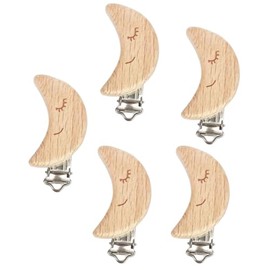 Clips para Chupón de Madera, Diferentes Figuras, Insumos DIY 5 pzas. (Media Luna)