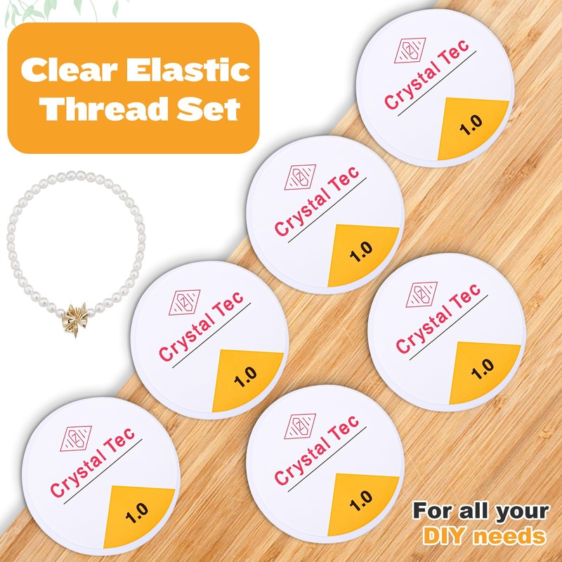 6 Pcs Elastic String for Bracelets Making, Clear Elastic Thread