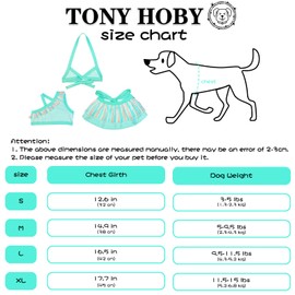 TONY HOBY Dog Bikini Swimming Dress, Dog Beach Dress in Seaside, Pool, Dog Bathing Suit for Small Medium Dog (3PCS, Green, M)