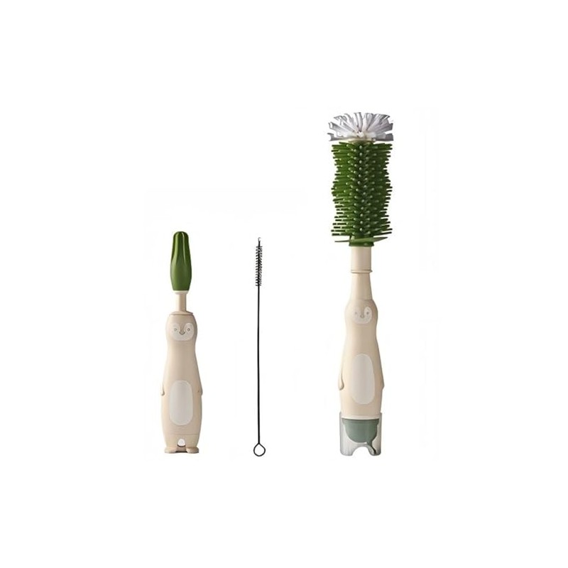 Baby Bottle Cleaning Kit - Liquid-Dispensing Brush System with Nipple