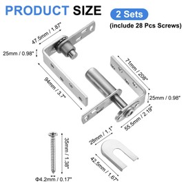 sourcing map 2Set Saloon Door Hinges, 304 Stainless Steel Self-Return Double Swinging Door Hinge Hardware for Minimum 30mm Thick Cafe Bar Barn Gate, 20kg/44lbs Silver