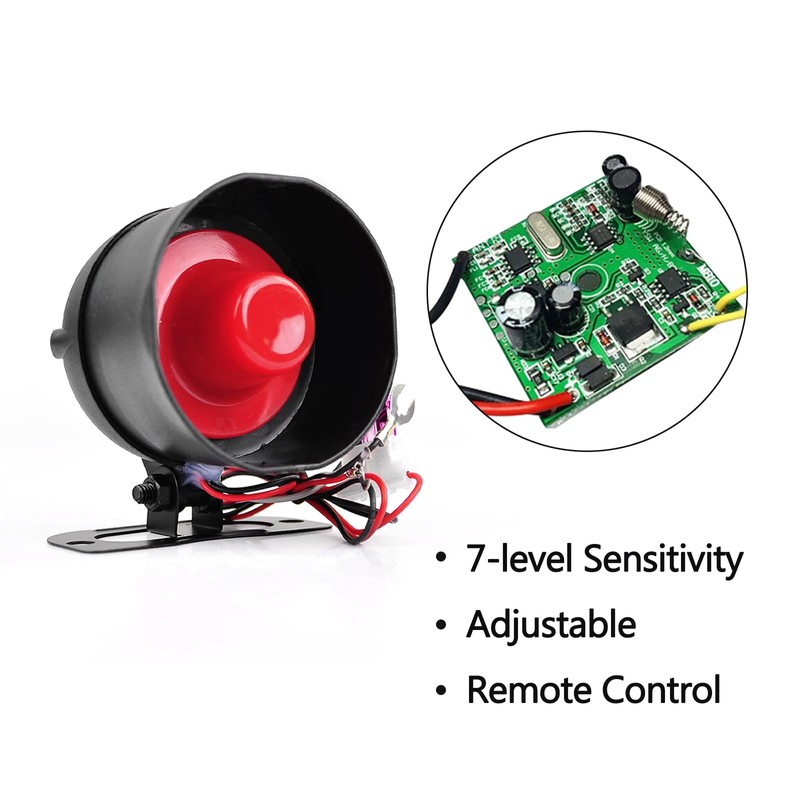 YOMTOVM 12V Car Alarm System, Anti-Theft Horn Siren with 7-Levels