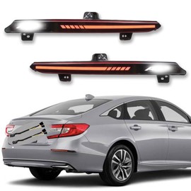 KEEGTBOX LED Rear Bumper Light Reflector Brake Tail Sequential Flash Turn Signal Lamp Compatible with Honda Accord 2018 2019 2020 2021 Plug and play (Rear Bumper Lights)