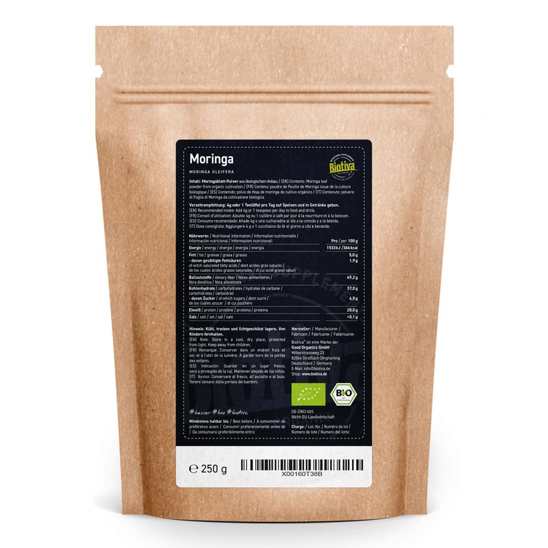 Moringa Powder Organic 250 g - Horseradish Tree - Moringa
