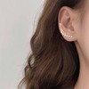 Allereyae Boho Pearl Ear Climber Earrings Gold Cz Crawler Earrings