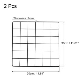 PATIKIL 12"x12" Wire Grid Panel, 2 Pack Wall Grid Decorative Panels Board Photo Pictures Display Decor Hanging Organizer for Home Office, Black