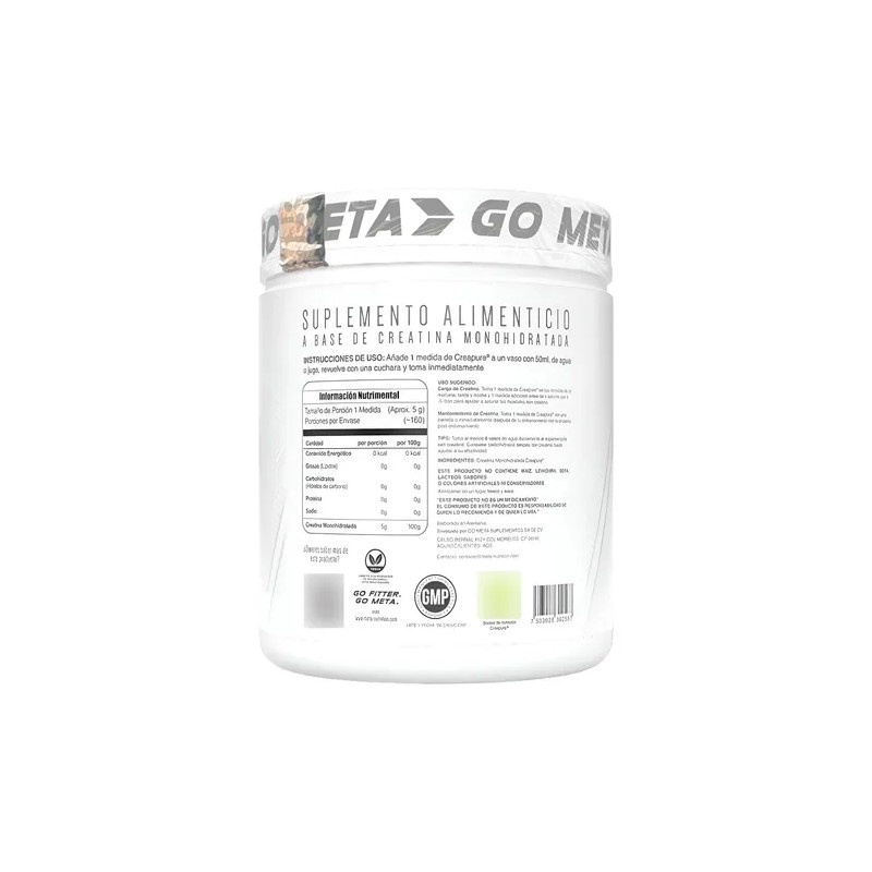 Creatina Sello Creapure Meta Nutrition 750 Grs 150 Serv Sabor