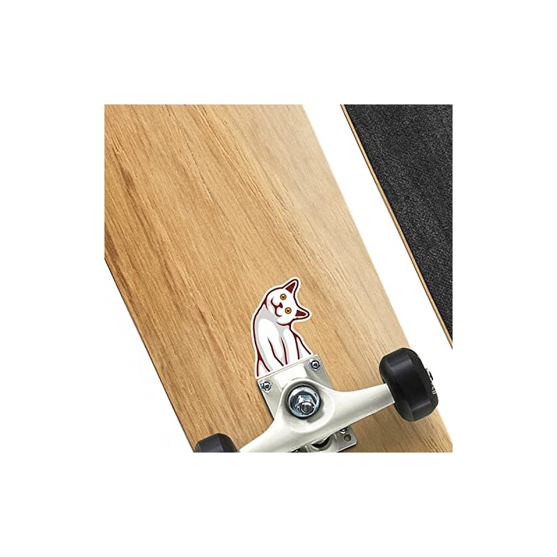 2 x 10cm Cute White Cat Vinyl Stickers - Kitten