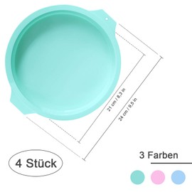 Silikon Backform Runde, 4 Stück Schichtkuchenform, Silikon Kuchenform Rund, Silikon Backform 8 Zoll, Antihaft Runde Backformen Silikon Set, für Schichtkuchen, Käsekuchen, Pink, Blau, Grün