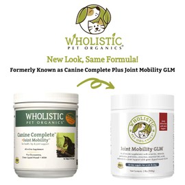 Wholistic Pet Organics Joint Supplement: Joint Mobility with Green Lipped Mussel Daily Joint Health Supplements for Dogs - Dog Glucosamine Powder with MSM, Probiotics, Vitamins, Minerals - 2 Lb