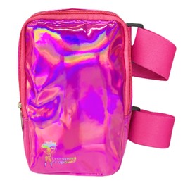 Holographic Thigh Bag | Carnival Leg Harness for Women | Outdoor Waist Pouch | J'ouvert Travel Leg Pack with Adjustable Colored Straps | Pink