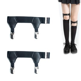 AONAYO 1 pair of men's sock holders, men's sock holders, socks garters men, socks braces with non-slip locking clips, adjustable garter for business, wedding, black